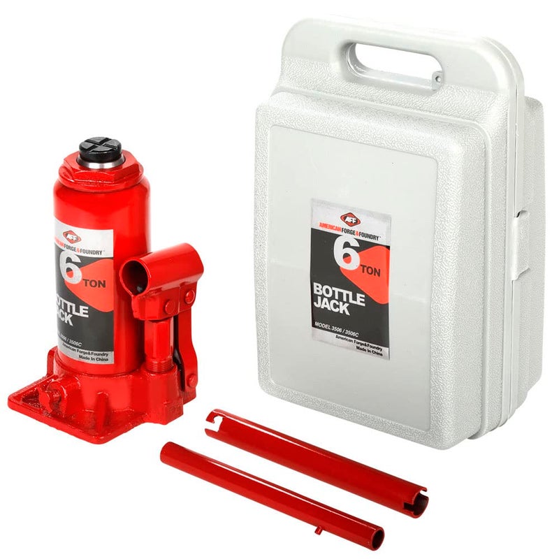 AFF Heavy Duty 6 Ton Bottle Jack with Plastic Carrying Case, Machine Hardened Steel Saddles, Centered Pumps and Rams, 3506C - Image 3